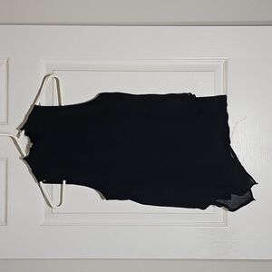 IZ Byer Black High Collar Gauzey Asymmetrical Sleeveless Blouse Top Size S